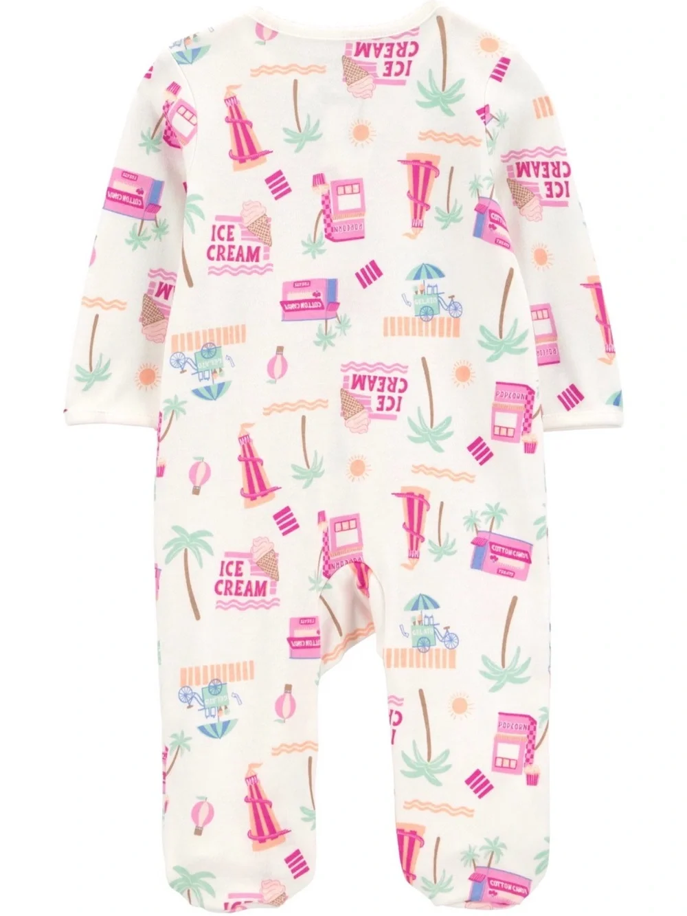 Carter's White Footed One-Piece with Pink and Mint Ice Cream Print